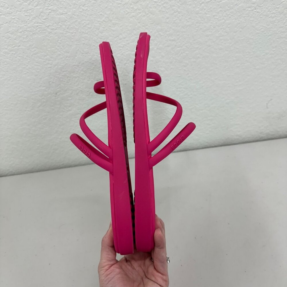 Crocs Miami Toe Loop Pink Lightweight Slide Sandals Shoes 209862 Womens size 11 - Picture 7 of 9